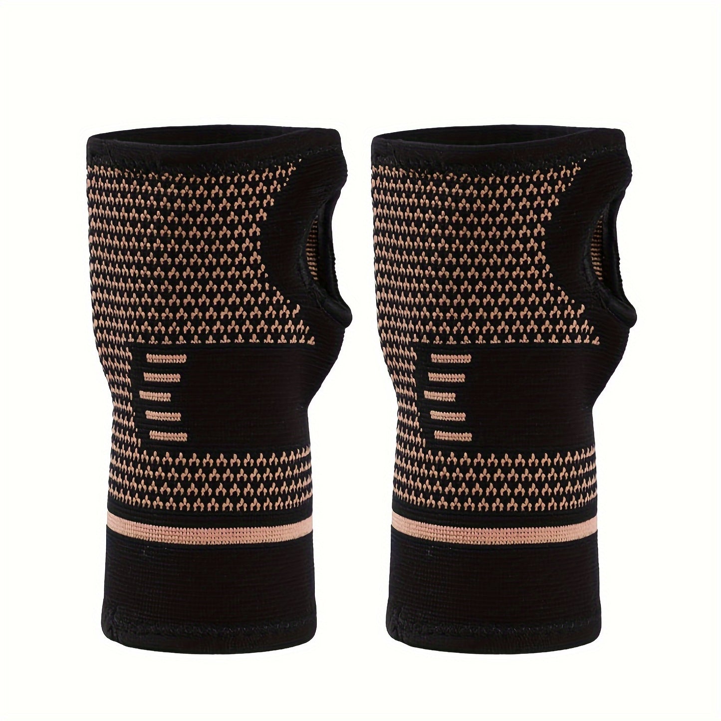1pc/2pcs Copper Wrist Compression Sleeves, Elastic Wrist Support Sleeve Wrist Brace For Tendonitis, Arthritis, Breathable Carpal Tunnel Hand Brace For Sport, Fitness, Workout, Typing - Deni Sport Health