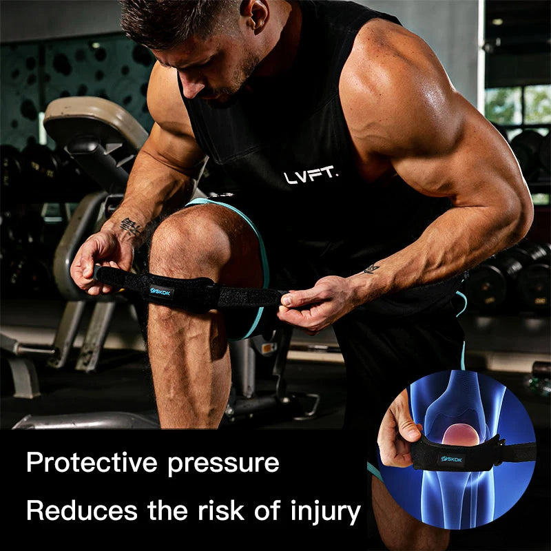 SKDK 1PC Patella Kneecap Band Adjustable Silica Gel Knee Tendon Strap Protector Knee Pad Running Sports Cycling Gym Knee Support