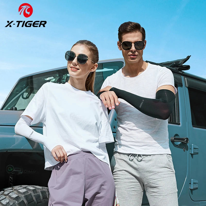 X-TIGER Cycling Arm Sleeves Ice Fabric Anti-UV Sunscreen Running Cycling Sleeve Outdoor Sport Cycling Arm Warmers Men Women