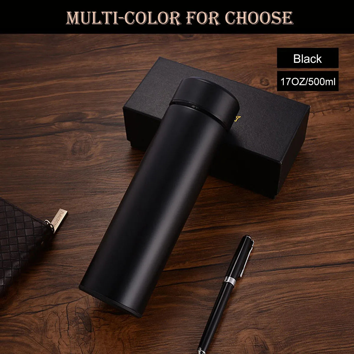Custom Name Coffee/Tea thermos, 500ml Smart Coffee bottle, LED Temperature Display Tea Infuser Bottle, Sports Water Bottle