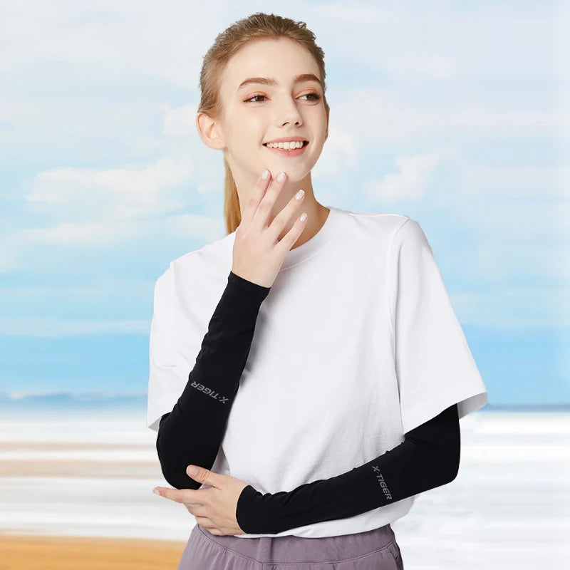 X-TIGER Cycling Arm Sleeves Ice Fabric Anti-UV Sunscreen Running Cycling Sleeve Outdoor Sport Cycling Arm Warmers Men Women