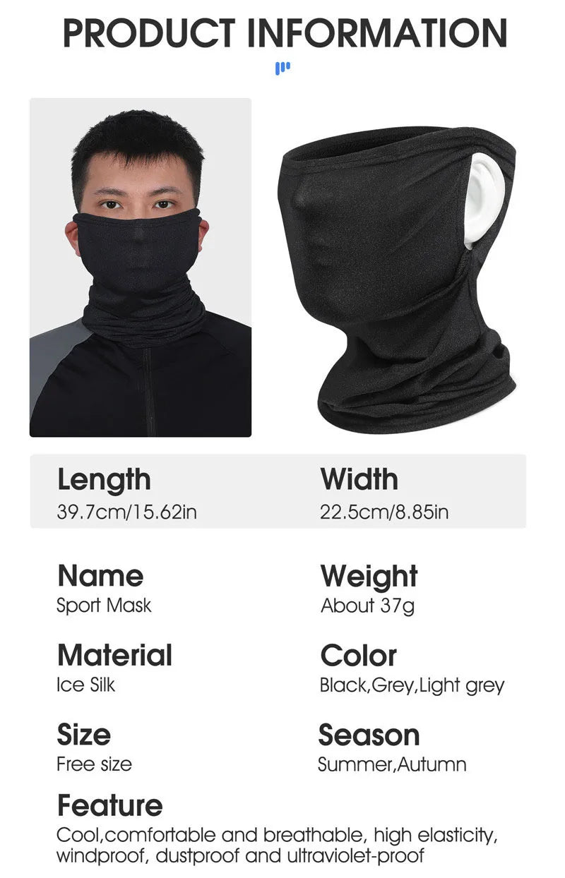 WEST BIKING Breathable Summer Cycling Headwear Ice Silk Anti UV Face Cover Outdoor Sport Running Scarf Dustproof Men Women Mask