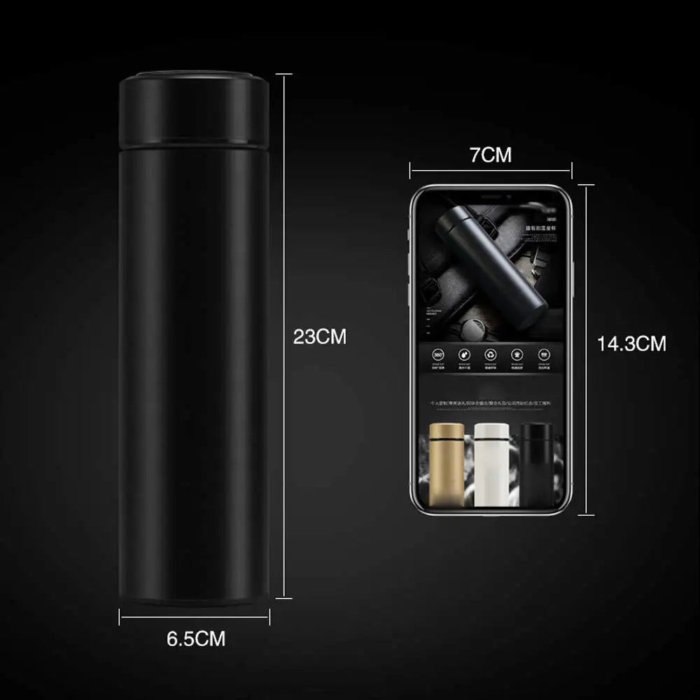 Custom Name Coffee/Tea thermos, 500ml Smart Coffee bottle, LED Temperature Display Tea Infuser Bottle, Sports Water Bottle