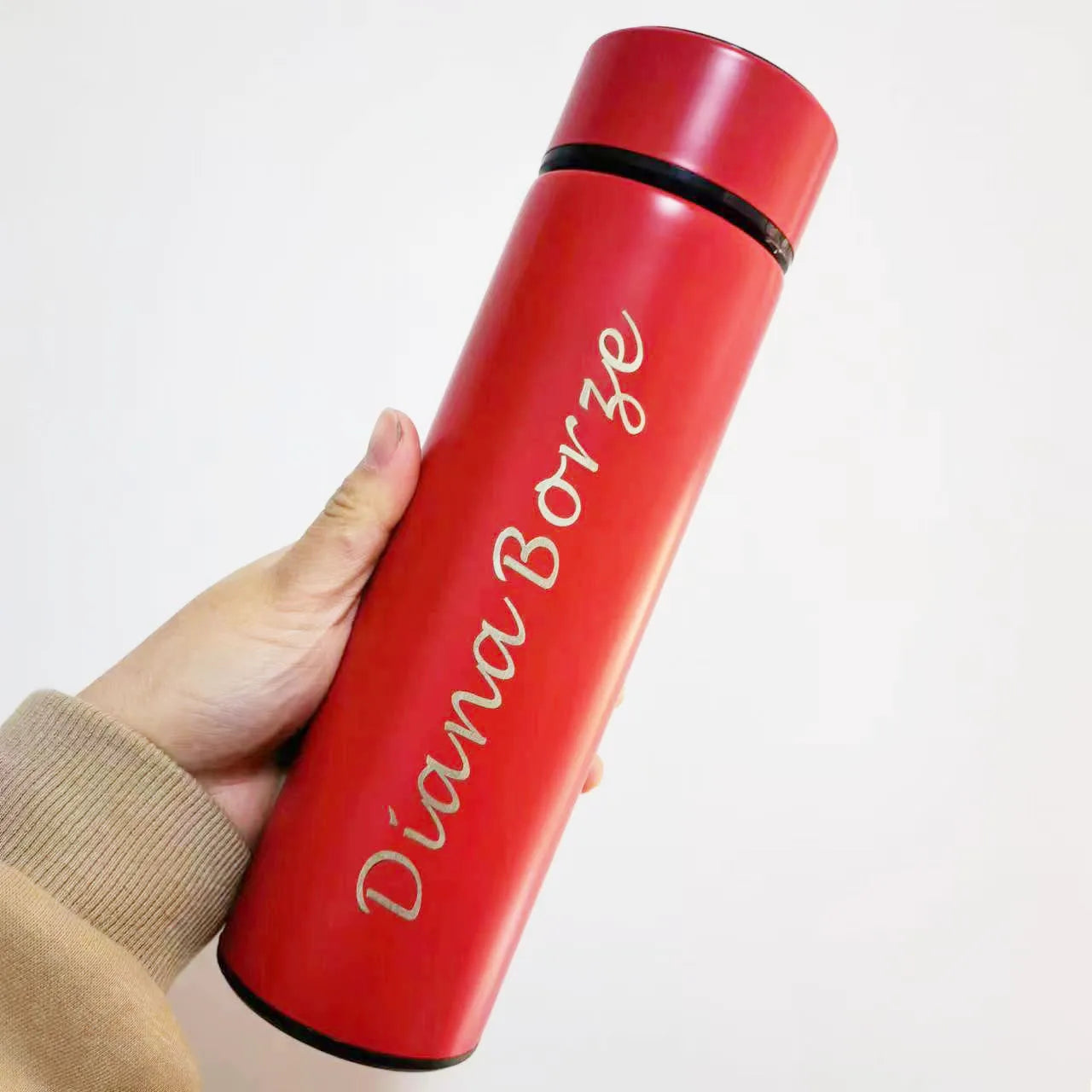 Custom Name Coffee/Tea thermos, 500ml Smart Coffee bottle, LED Temperature Display Tea Infuser Bottle, Sports Water Bottle