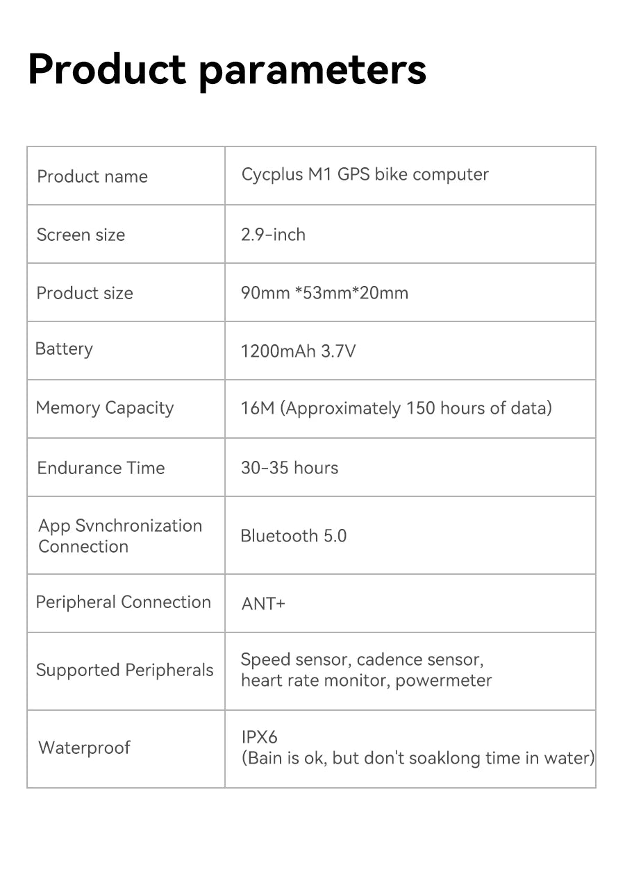 GPS Bike Computer Wireless CYCPLUS M1 Waterproof Speedometer Odometer ANT+ Bluetooth5.0 Cycling Bicycle Accessories
