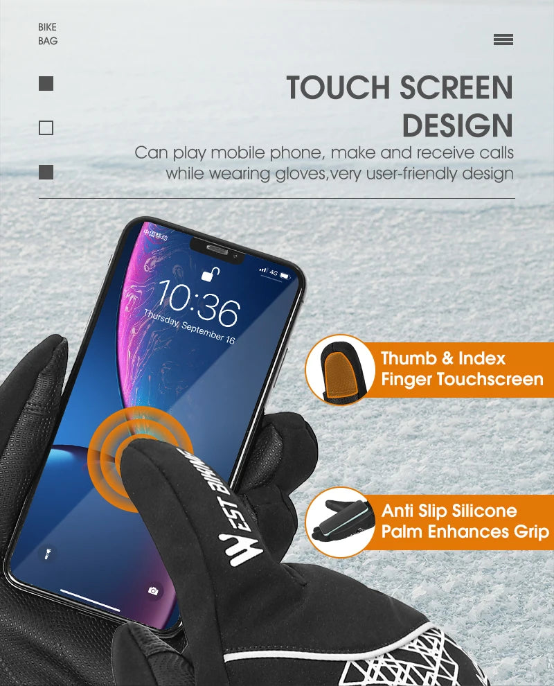 WEST BIKING Winter Heated Gloves With Power Bank Skiing Motorcycle Cycling Nonslip Touch Screen Fleece Gloves Thermal Sport Gear