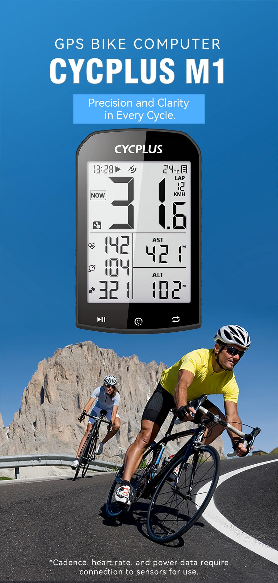 GPS Bike Computer Wireless CYCPLUS M1 Waterproof Speedometer Odometer ANT+ Bluetooth5.0 Cycling Bicycle Accessories