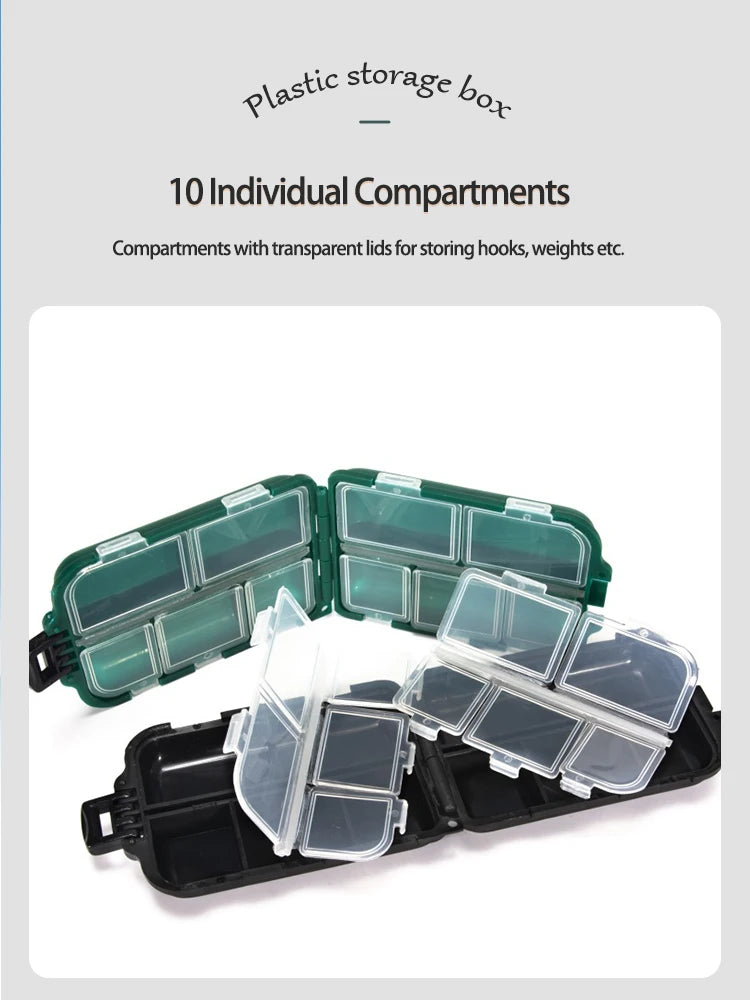 Fishing Tackle Box 10 Compartment Lure Hook Storage Case Double Sided Fishing Tool Organizer Multifunctional Bait Container
