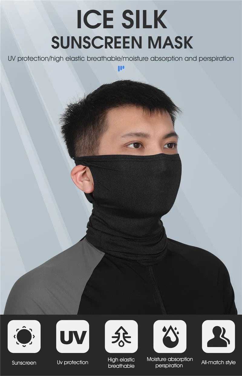 WEST BIKING Breathable Summer Cycling Headwear Ice Silk Anti UV Face Cover Outdoor Sport Running Scarf Dustproof Men Women Mask