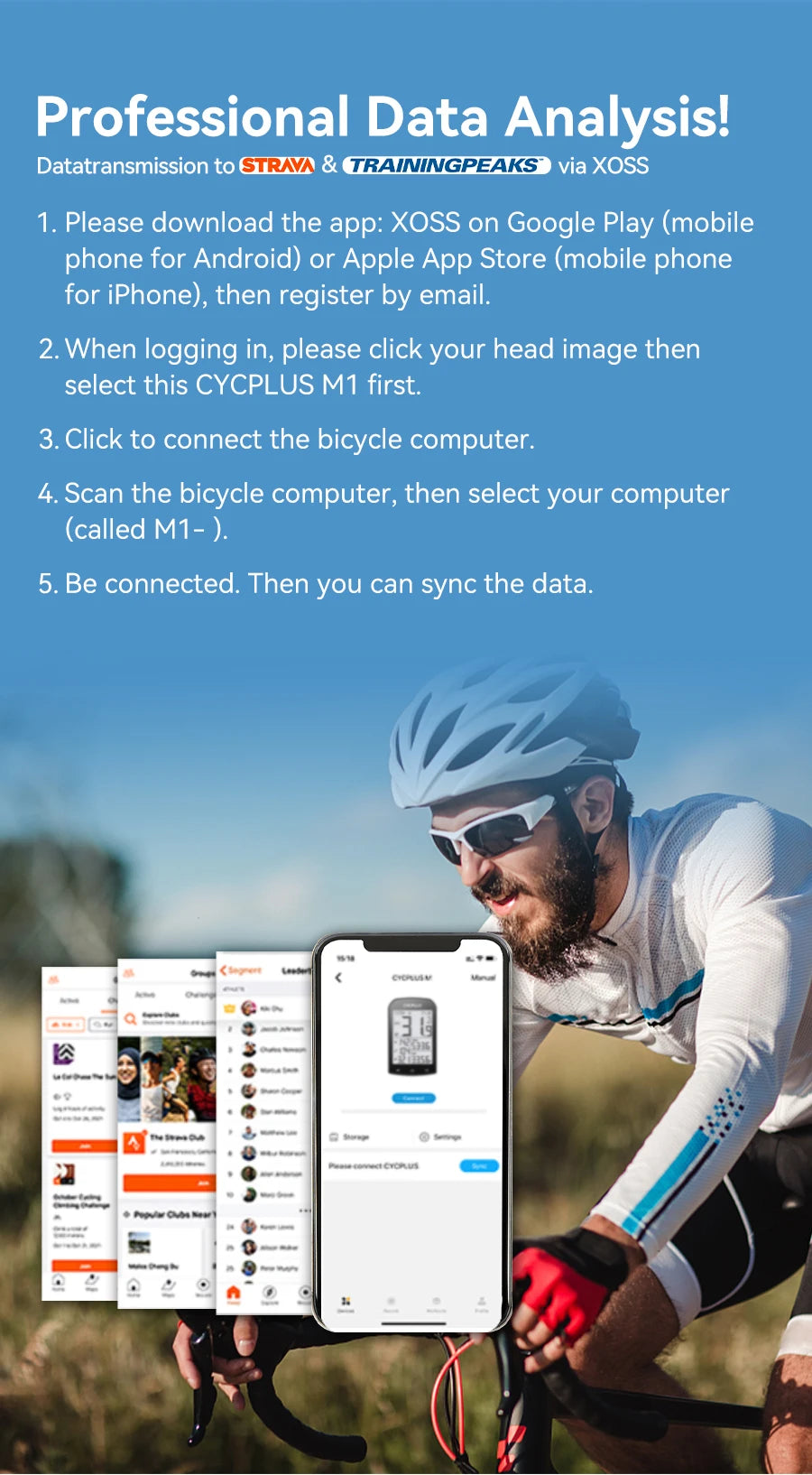 GPS Bike Computer Wireless CYCPLUS M1 Waterproof Speedometer Odometer ANT+ Bluetooth5.0 Cycling Bicycle Accessories