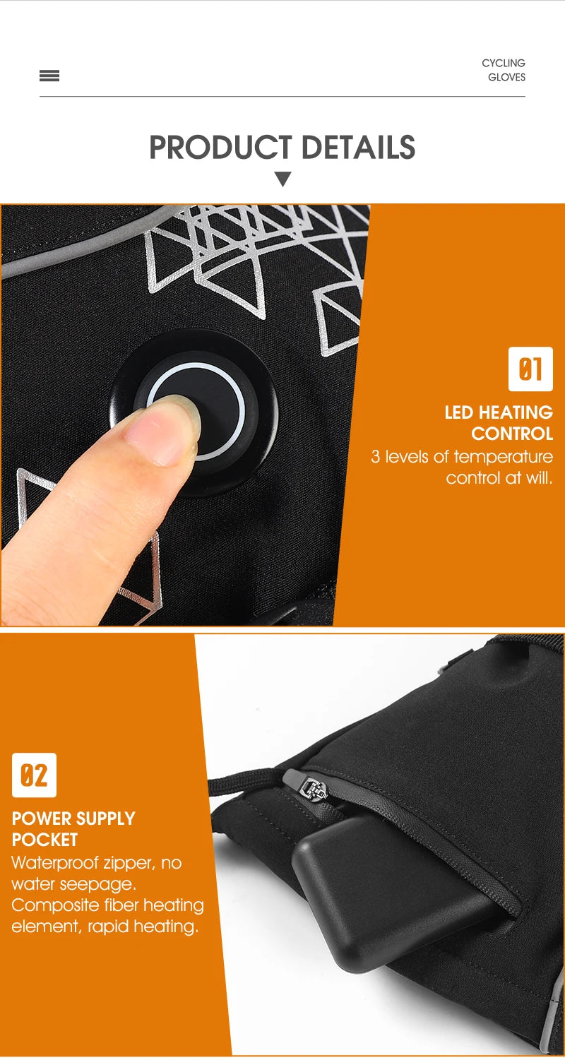 WEST BIKING Winter Heated Gloves With Power Bank Skiing Motorcycle Cycling Nonslip Touch Screen Fleece Gloves Thermal Sport Gear