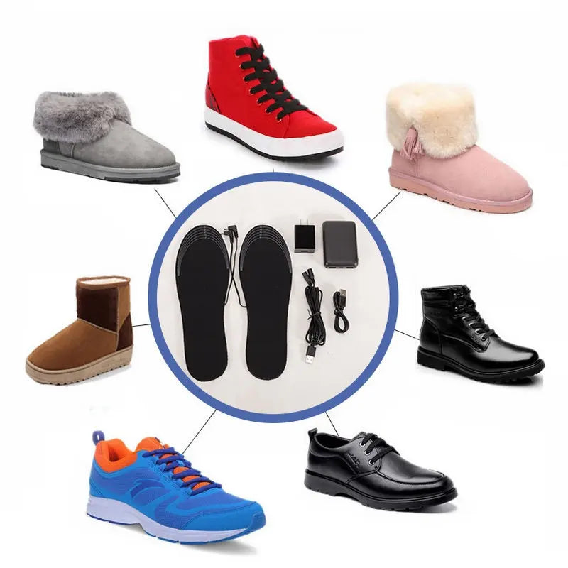 USB Rechargeable Heated Insoles Size 35-46 DIY Customizable Electric Heated Shoes Pad for Outdoor Skiing Winter Foot Warmers