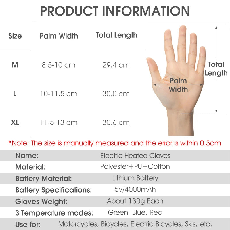 WEST BIKING Winter Heated Gloves With Power Bank Skiing Motorcycle Cycling Nonslip Touch Screen Fleece Gloves Thermal Sport Gear