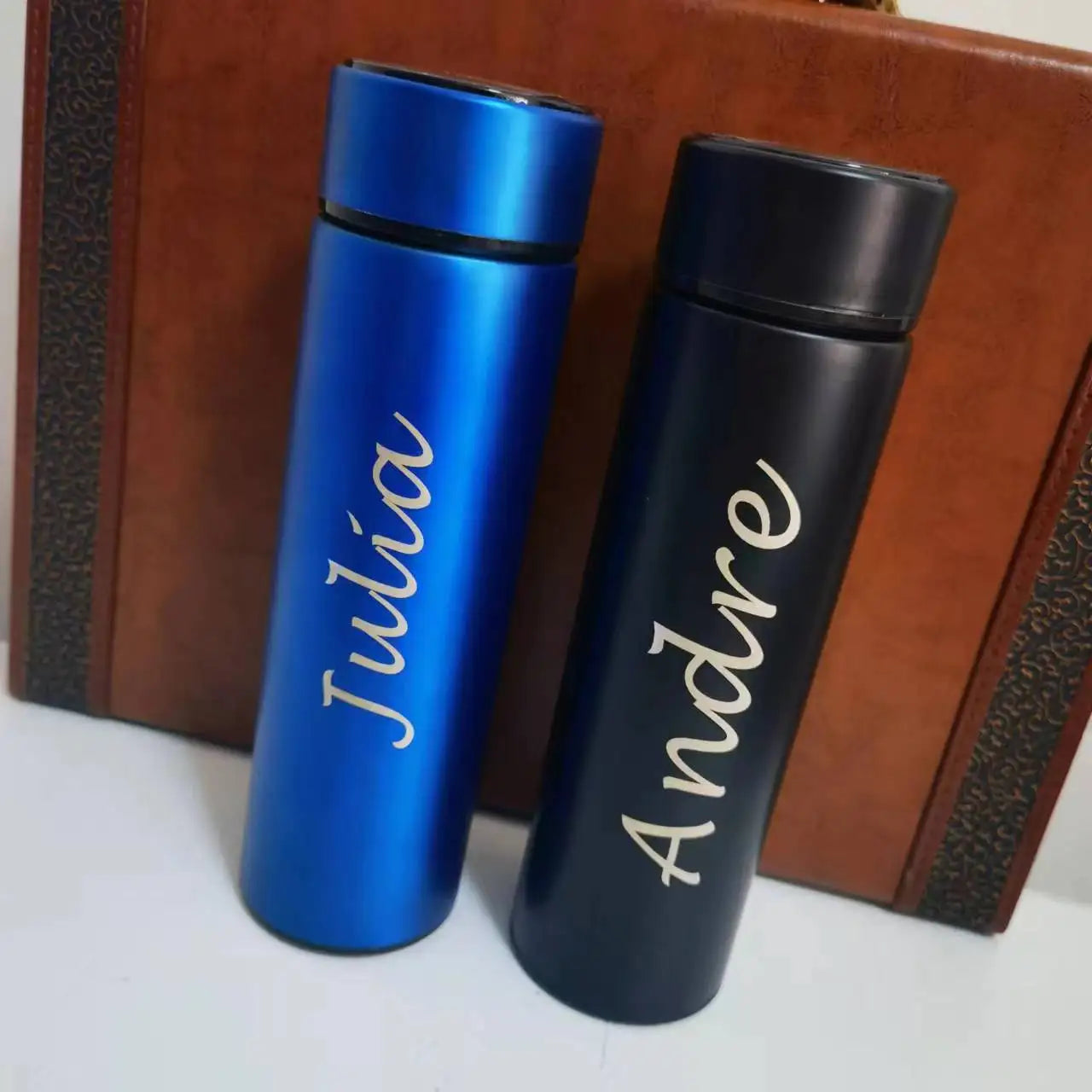 Custom Name Coffee/Tea thermos, 500ml Smart Coffee bottle, LED Temperature Display Tea Infuser Bottle, Sports Water Bottle