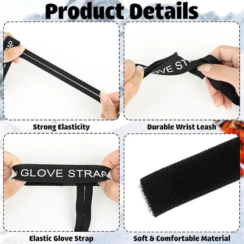 Elastic Wrist Straps for Ski and Snowboard Gloves Adjustable Ski Glove Lead for Men and Women Sport Skiing Glove Safet-y Strap