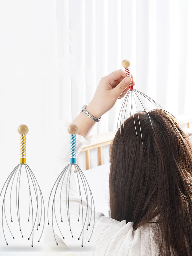 2PCS Head Massager Head Scratching Octopus Scalp Non Soul Extractor Divine Tool Hair G Head Massager Head Press Release Massager