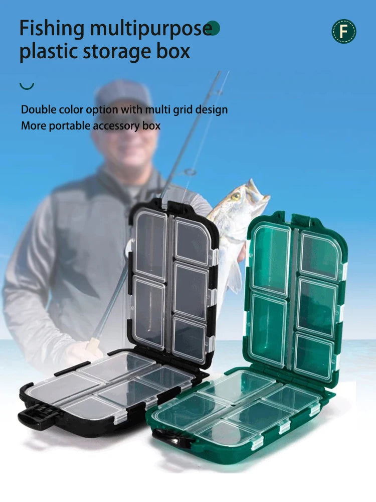 Fishing Tackle Box 10 Compartment Lure Hook Storage Case Double Sided Fishing Tool Organizer Multifunctional Bait Container