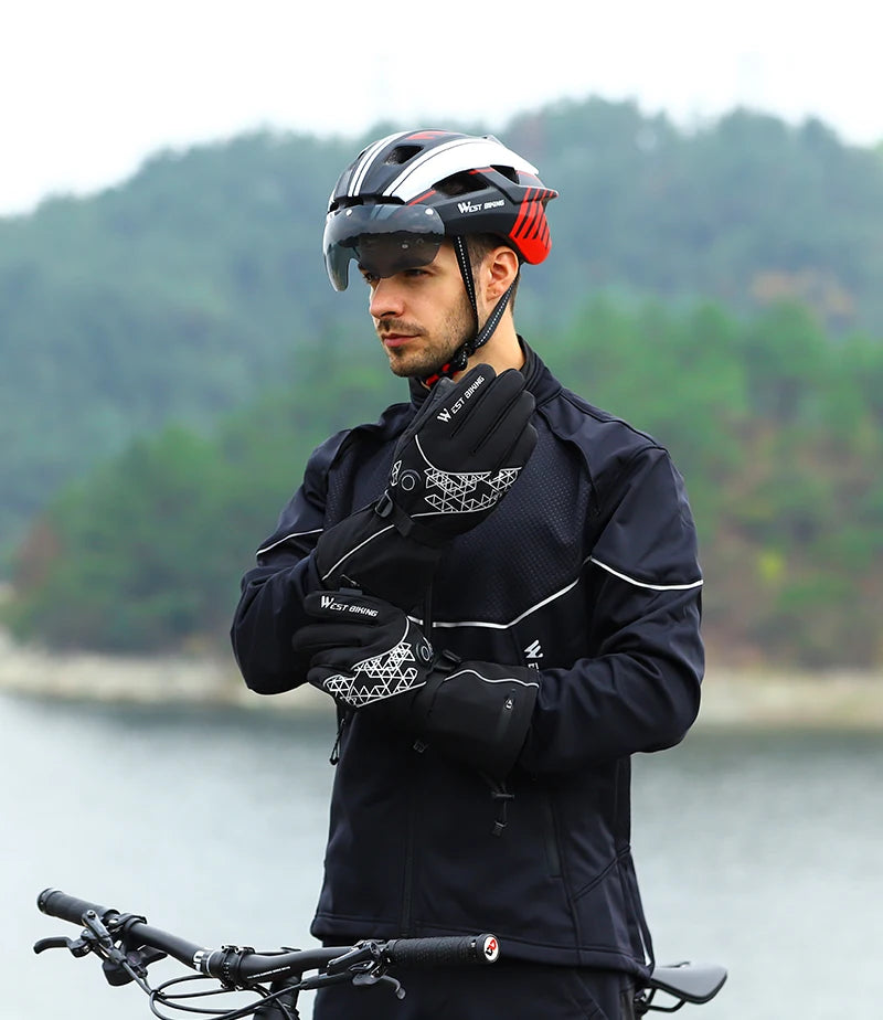 WEST BIKING Winter Heated Gloves With Power Bank Skiing Motorcycle Cycling Nonslip Touch Screen Fleece Gloves Thermal Sport Gear