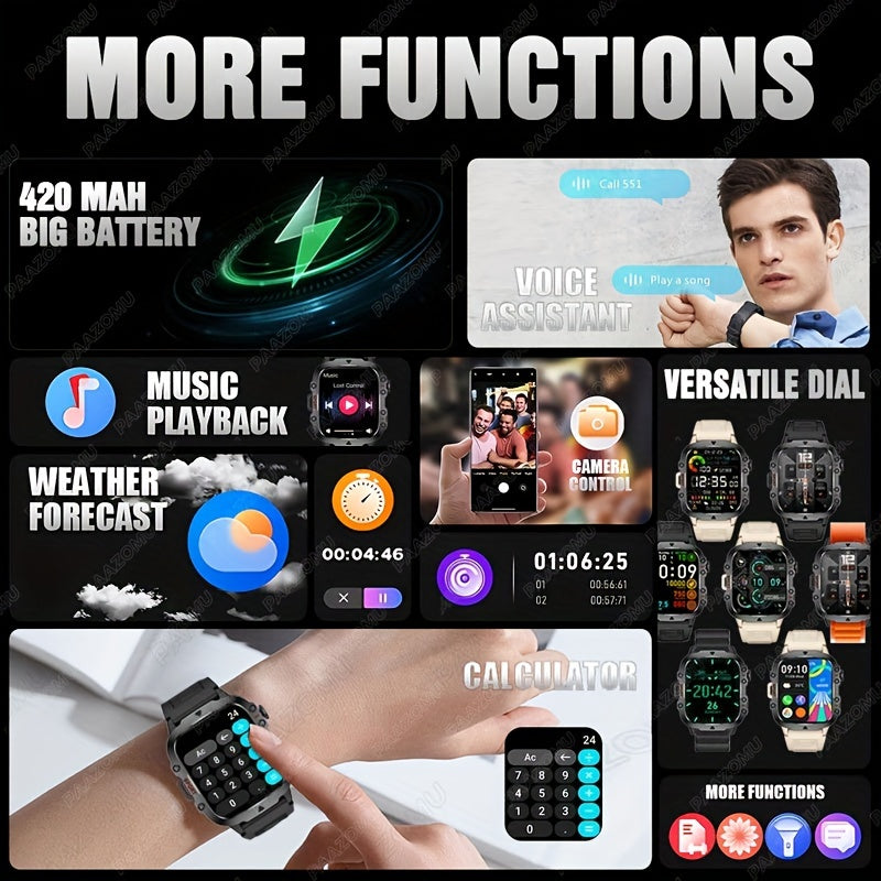 New Rugged Smart Watch Men Wireless Call IP68 Sport Fitness AI Voice Outdoor Smartwatch For Mobile Phones - Deni Sport Health