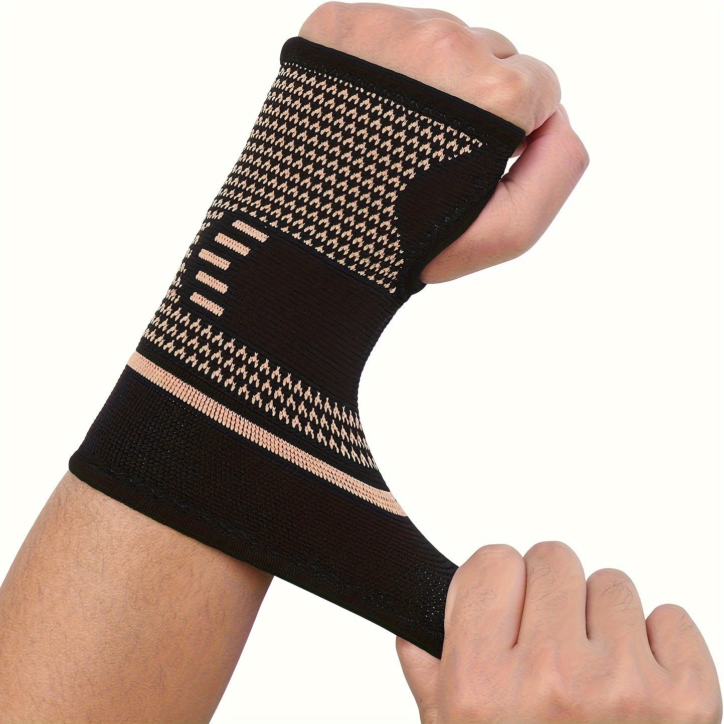 1pc/2pcs Copper Wrist Compression Sleeves, Elastic Wrist Support Sleeve Wrist Brace For Tendonitis, Arthritis, Breathable Carpal Tunnel Hand Brace For Sport, Fitness, Workout, Typing - Deni Sport Health