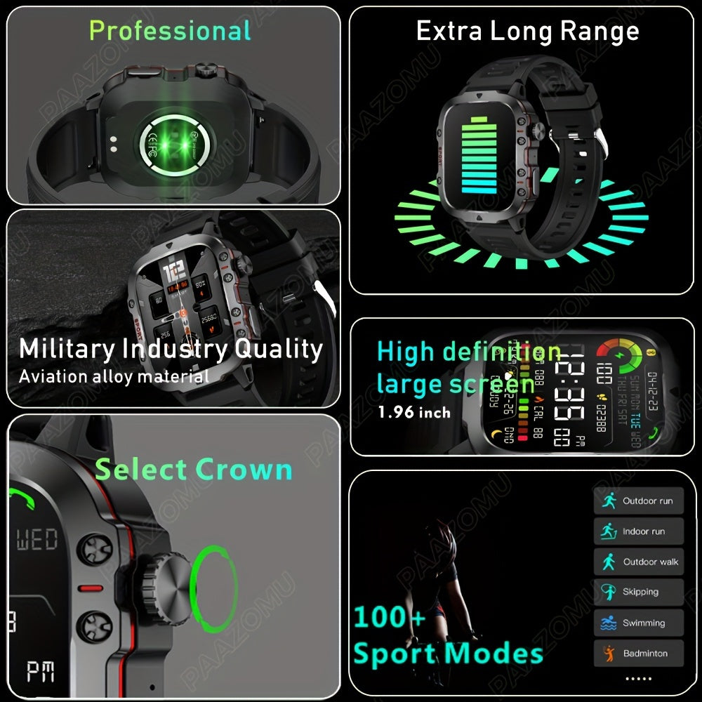 New Rugged Smart Watch Men Wireless Call IP68 Sport Fitness AI Voice Outdoor Smartwatch For Mobile Phones - Deni Sport Health