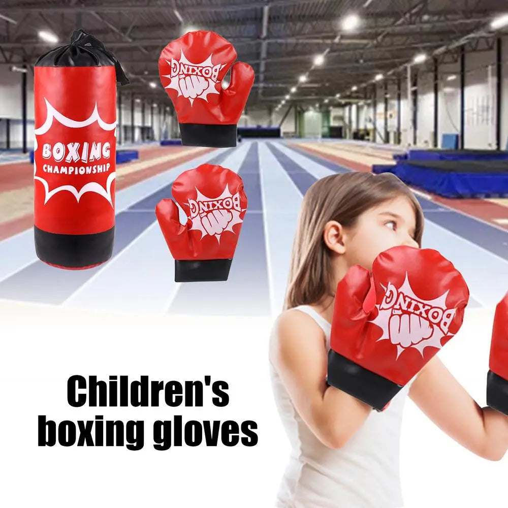 Kids Boxing Training Set Toddler Punching Bag Kids Boxing Gloves Indoor Fitness Sandbag Training Equipment For Coordination