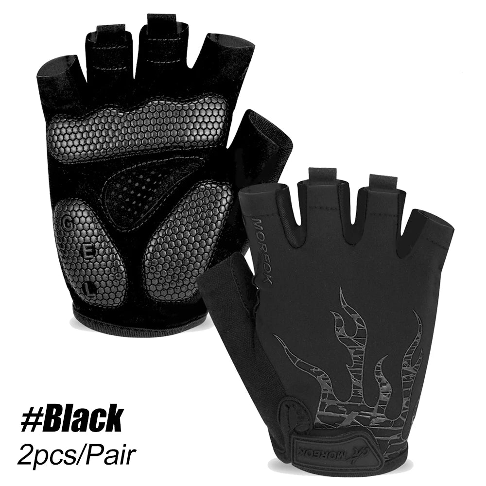 1Pair Arthritis Compression Gloves Cycling Gloves Workout Gloves for Men Women - [5MM Gel Pad] Half Finger Glove for Exercise