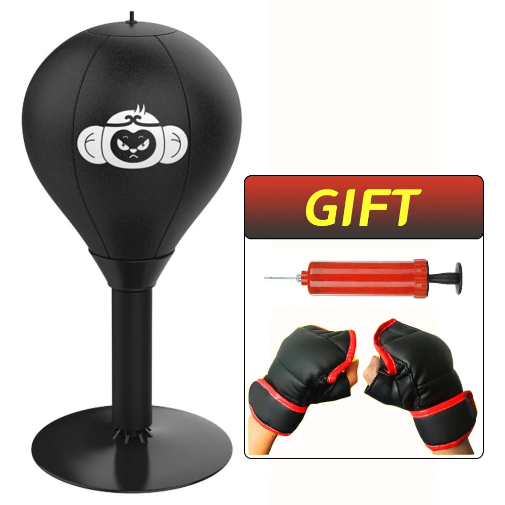 Desktop Punching Bag Desk Boxing Bag with Suction Cup Stress Relief Tabletop Punching Bag with Inflator Fun Punch Rage Bag Table