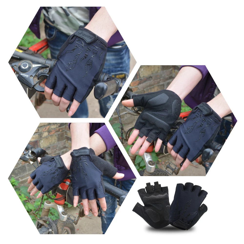 1Pair Arthritis Compression Gloves Cycling Gloves Workout Gloves for Men Women - [5MM Gel Pad] Half Finger Glove for Exercise