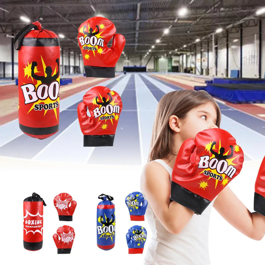 Kids Boxing Training Set Toddler Punching Bag Kids Boxing Gloves Indoor Fitness Sandbag Training Equipment For Coordination