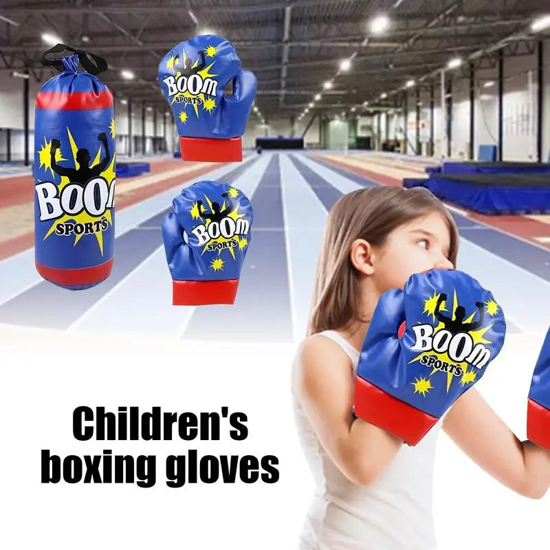 Kids Boxing Training Set Toddler Punching Bag Kids Boxing Gloves Indoor Fitness Sandbag Training Equipment For Coordination