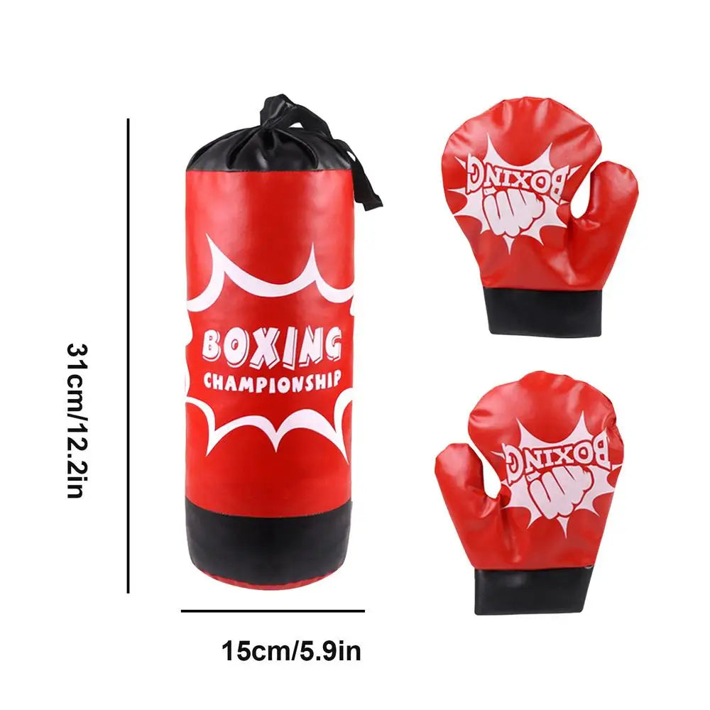 Kids Boxing Training Set Toddler Punching Bag Kids Boxing Gloves Indoor Fitness Sandbag Training Equipment For Coordination