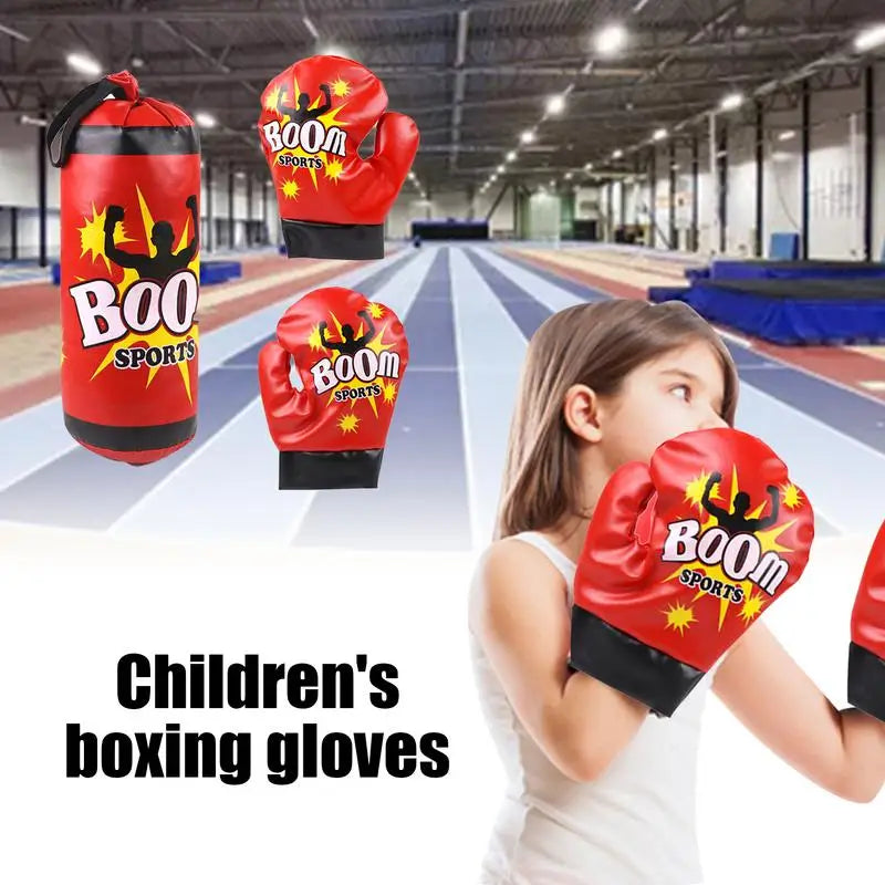 Kids Boxing Training Set Toddler Punching Bag Kids Boxing Gloves Indoor Fitness Sandbag Training Equipment For Coordination