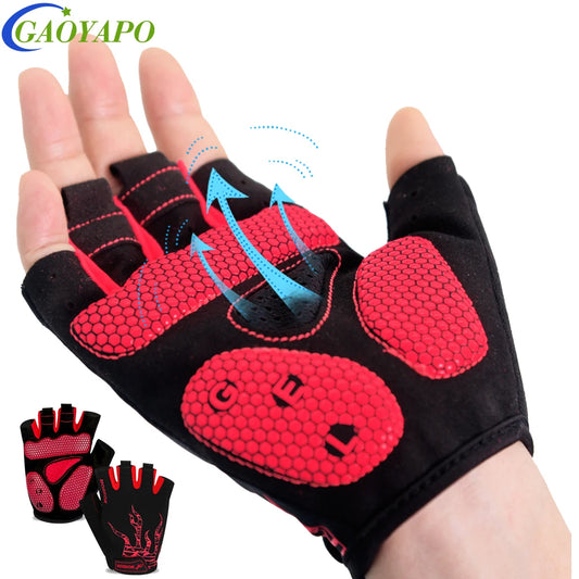 1Pair Arthritis Compression Gloves Cycling Gloves Workout Gloves for Men Women - [5MM Gel Pad] Half Finger Glove for Exercise