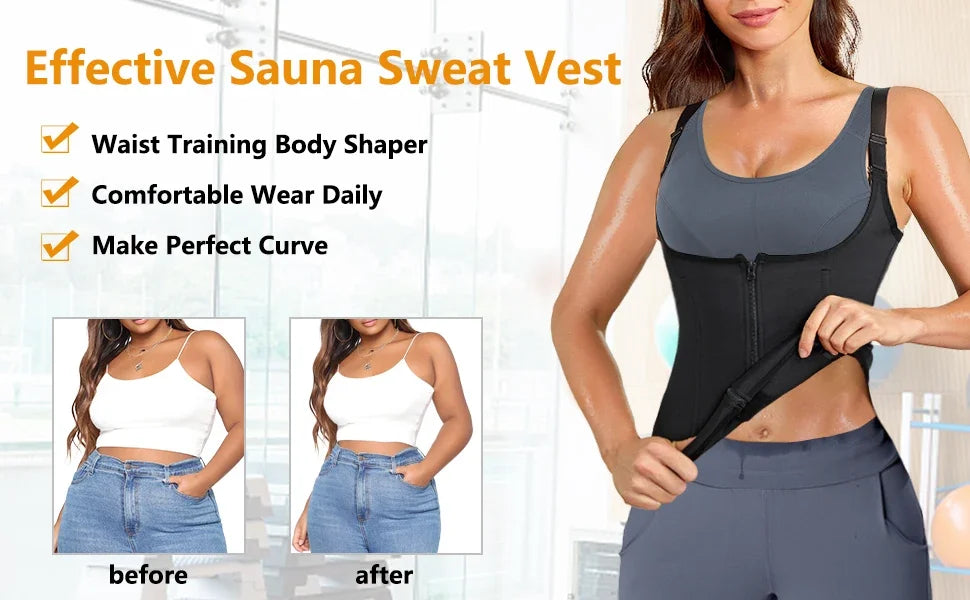 Sweat Waist Trainer Vest Slimming Corset for Weight Loss Body Shaper Sauna Suit Compression Shirt Belly Girdle Tops Shapewear