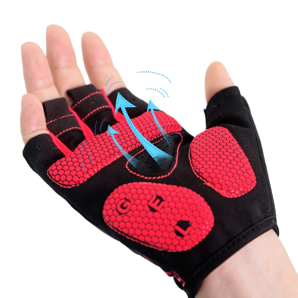 1Pair Arthritis Compression Gloves Cycling Gloves Workout Gloves for Men Women - [5MM Gel Pad] Half Finger Glove for Exercise