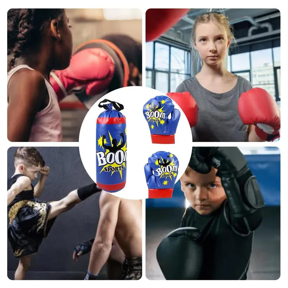 Kids Boxing Training Set Toddler Punching Bag Kids Boxing Gloves Indoor Fitness Sandbag Training Equipment For Coordination