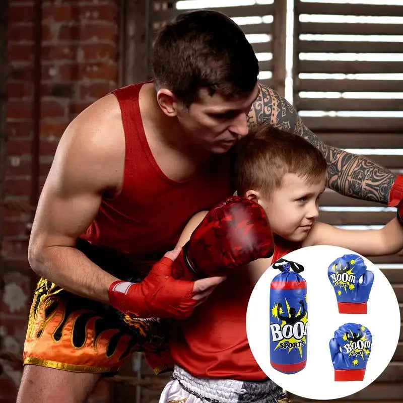 Kids Boxing Training Set Toddler Punching Bag Kids Boxing Gloves Indoor Fitness Sandbag Training Equipment For Coordination