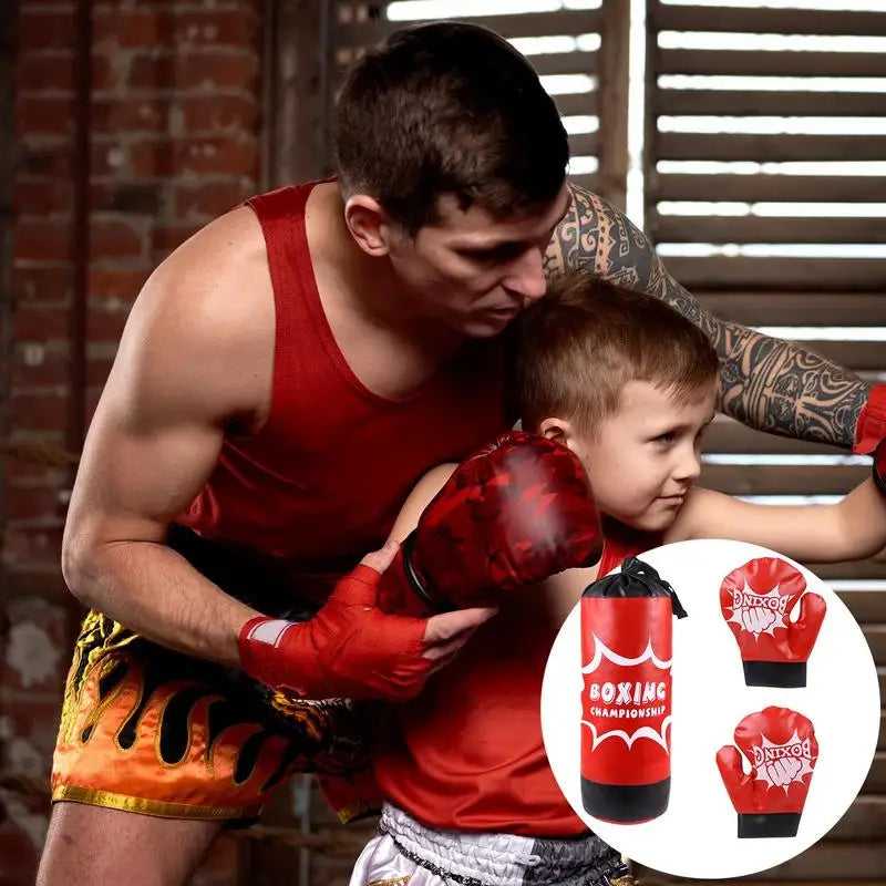 Kids Boxing Training Set Toddler Punching Bag Kids Boxing Gloves Indoor Fitness Sandbag Training Equipment For Coordination