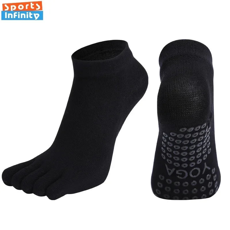 Combed Cotton Five Finger Yoga Socks for Women Silicone Anti Slip Professional Pilates Socks Indoor Dance Fitness Sports Socks