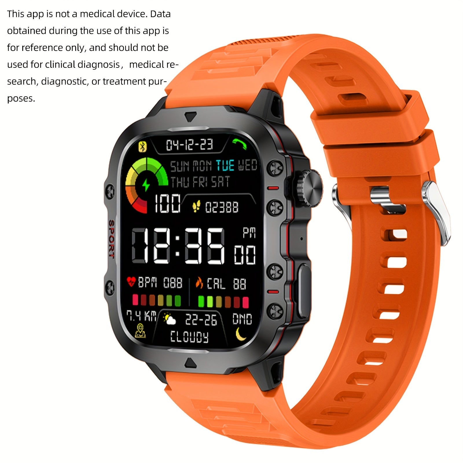 1pc Large 1.96" Touch Screen Smartwatch Pro - Multi-Sport Fitness Tracker, Answer/Make Calls, Message Notification, AI Control, Wireless Call, Heart Rate Monitor, Sleep Tracker, and More - Deni Sport Health