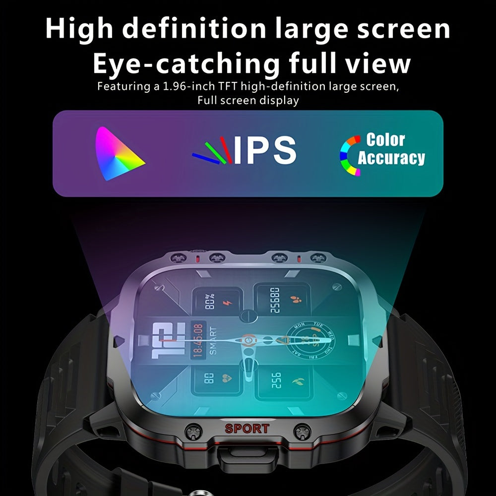 1pc Large 1.96" Touch Screen Smartwatch Pro - Multi-Sport Fitness Tracker, Answer/Make Calls, Message Notification, AI Control, Wireless Call, Heart Rate Monitor, Sleep Tracker, and More - Deni Sport Health